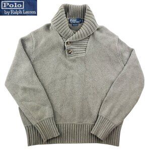 Polo Ralph Lauren Vintage Sweater Shawl Neck Thick Ribbed 2 Button Women's Large